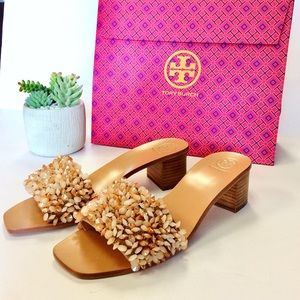 Tory Burch Logan Embellished Slides, Size 8